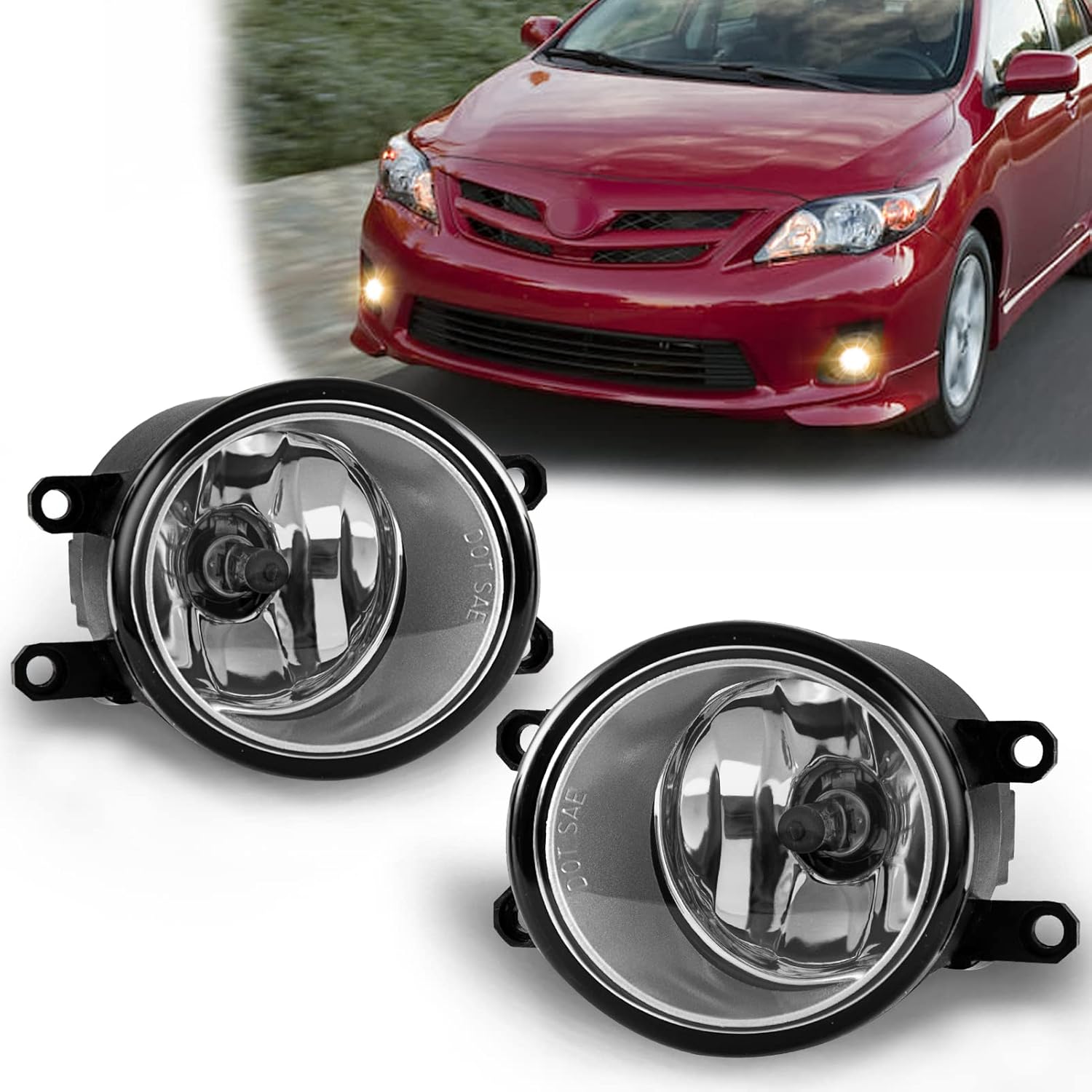 Fog Lights Lamps Replacement for 09-13 Toyota Corolla, 07-14 Camry, 08-10 Highlander, 10-11 Prius, 08-11 Lexus LX570, 10-13 RX350 Fog Light Compatible with H11 12V 55W Bulbs