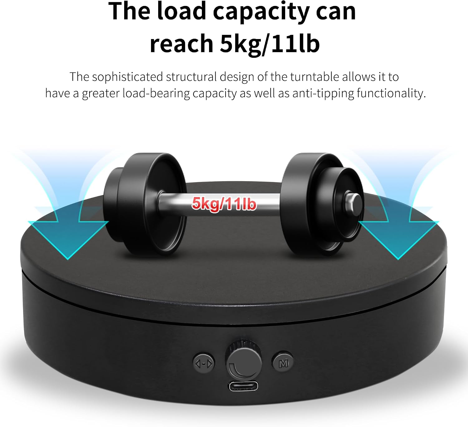 Rotating Display Stand,360° Silent Spinning Display Stand,Speed-adjustable Spinning Platform,Multi-mode Rotating Display Base,Multi-power Motorized Turntable For Photography(5.91inch/Black)
