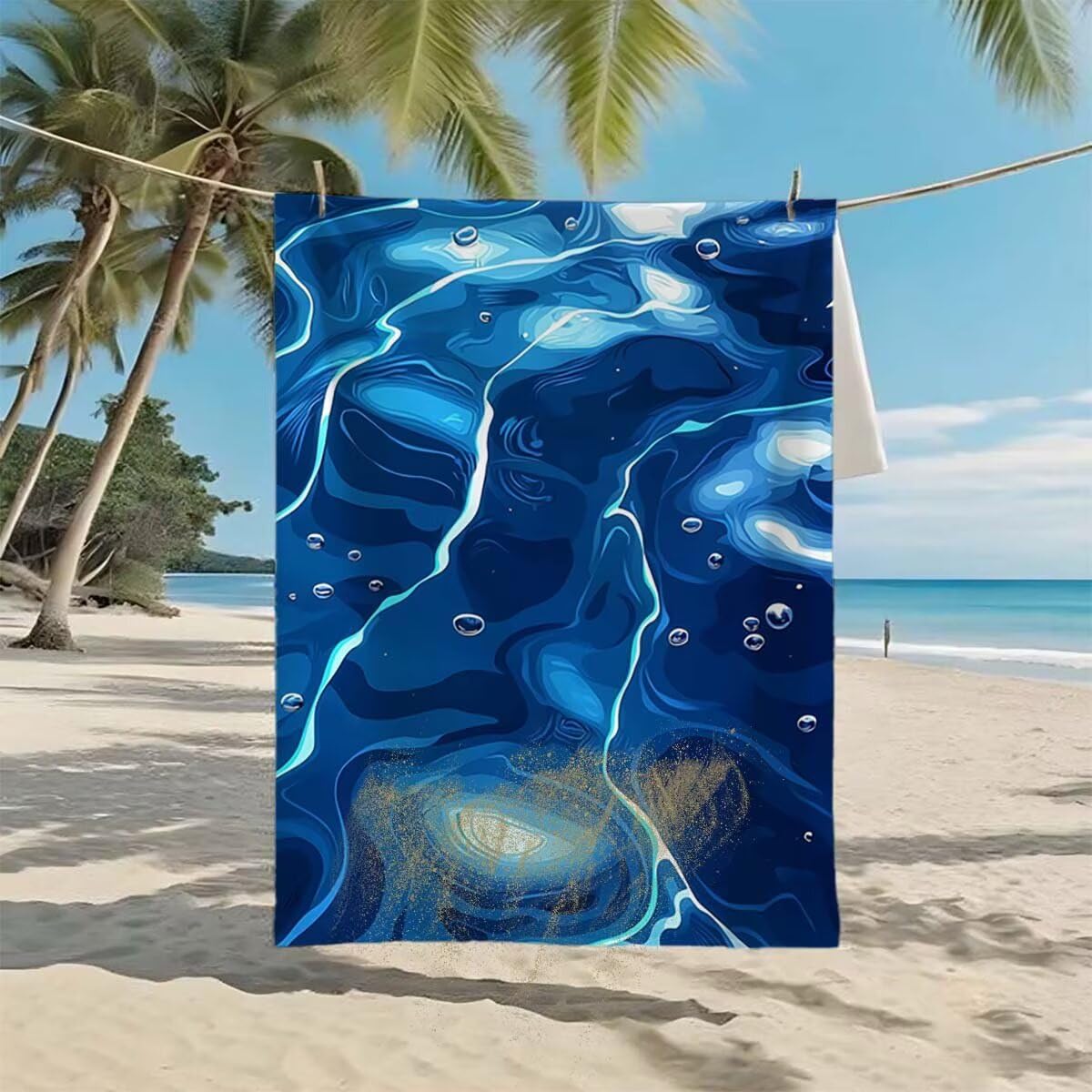 Telo Mare XXL 220x100cm/35x70cm, 2 Set Telo Mare Microfibra Marina Asciugamano Palestra Uomo, Antisabbia, Leggero, Asciugatura Rapida, Teli da Spiaggia Grandi Accessori per Camping Natation Yoga C-97