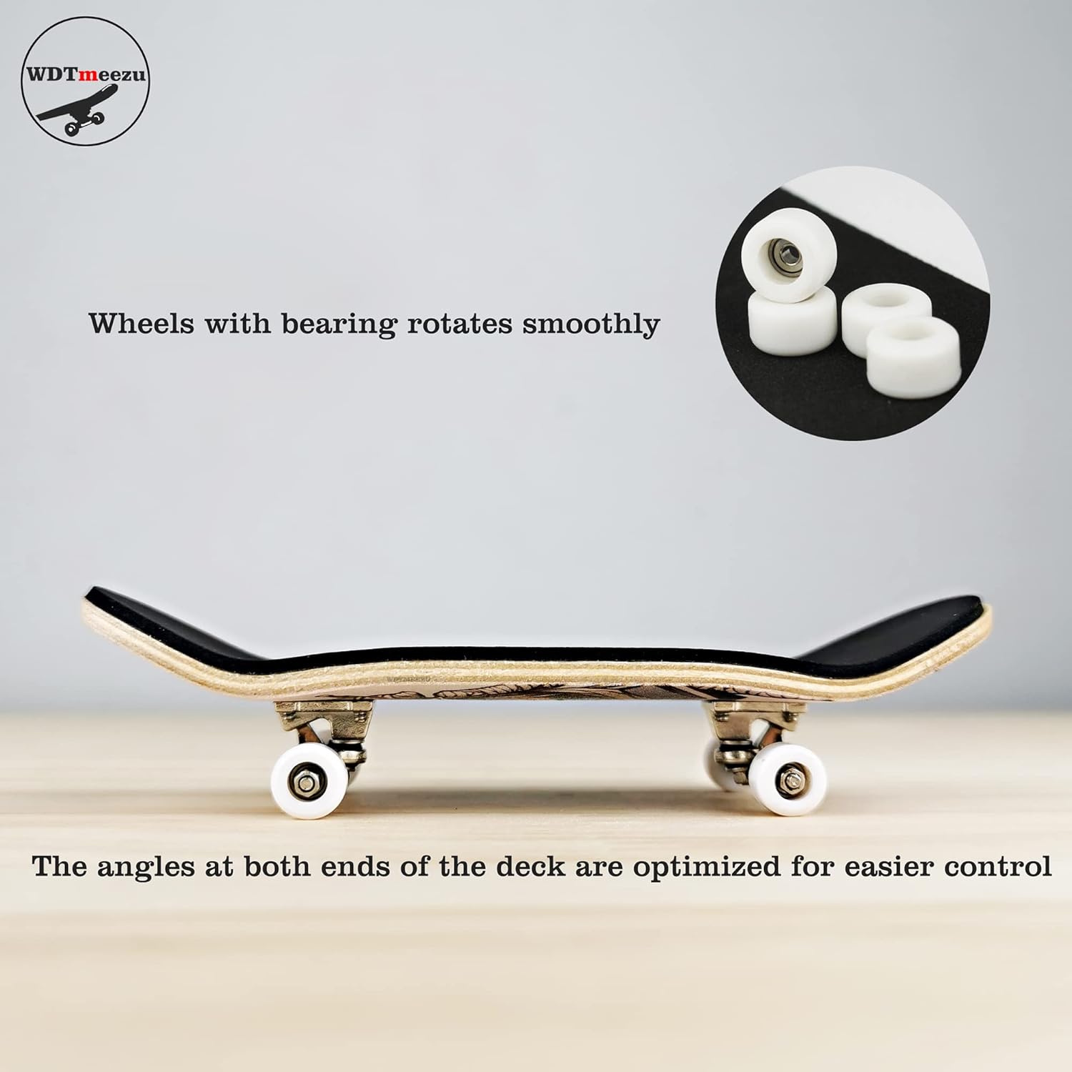 Wood Fingerboard and Finger Skateboard Flat Rail Set Fingerboard with Bearing Wheels and Professional Prop for MINI Skateboard Rail Made of Metal 10" Long