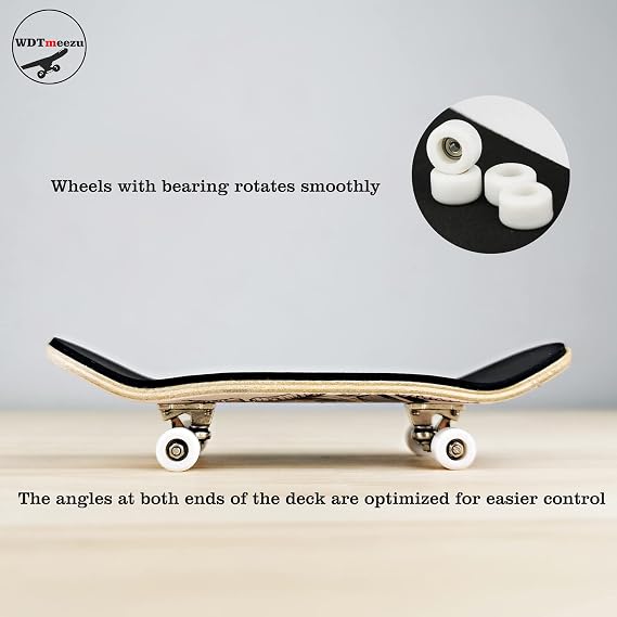 Wood Fingerboard and Finger Skateboard Flat Rail Set Fingerboard with Bearing Wheels and Professional Prop for MINI Skateboard Rail Made of Metal 10 Long
