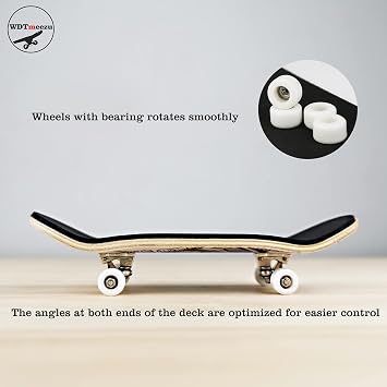 Wood Fingerboard and Finger Skateboard Flat Rail Set Fingerboard with Bearing Wheels and Professional Prop for MINI Skateboard Rail Made of Metal 10 Long