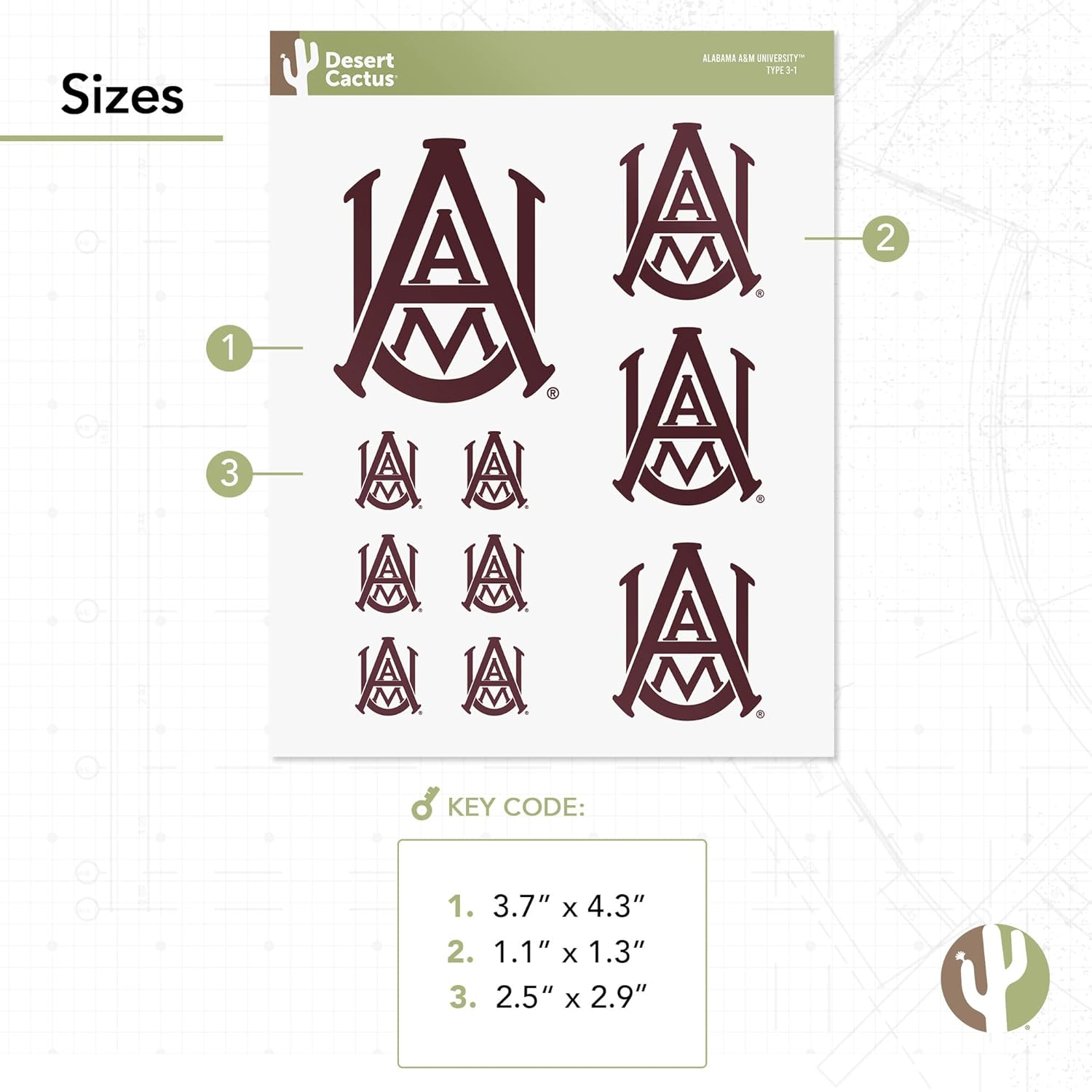 Desert Cactus Alabama A&M University Sticker Bulldogs AAMU Vinyl Decals Laptop Water Bottle Car Scrapbook T3 (Type 3-1) - Image 3
