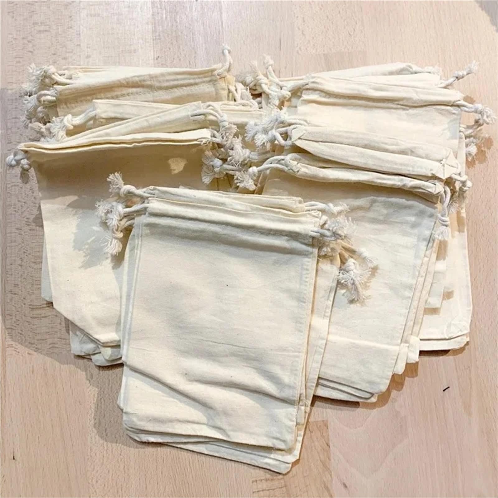 Sacs de rangement en coton anti-poussière, 10/20/50 pièces, emballage tissu, pochettes à cordon uni for cadeaux fête mariage(15x20cm,50 pcs)