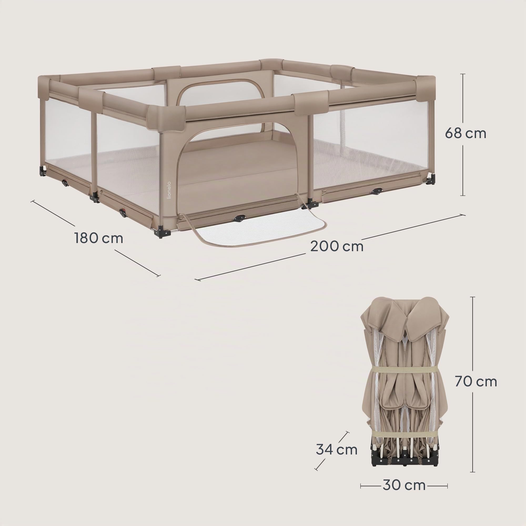 Lionelo Florence XL Easy Fold Parc pour bébé 180 x 200 cm pliable