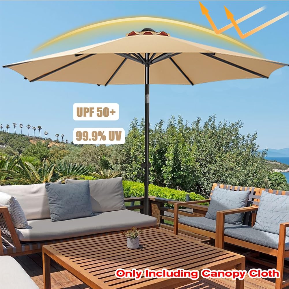 6.5ft 7.5ft 8ft 9ft 10ft Outdoor Umbrella Replacement Canopy Cloth, 6/8 Ribs Market Table Garden Backyard Pool Patio Umbrella Top Canopy Replacement UV Protective Covers(Grey) : Patio, Lawn & Garden