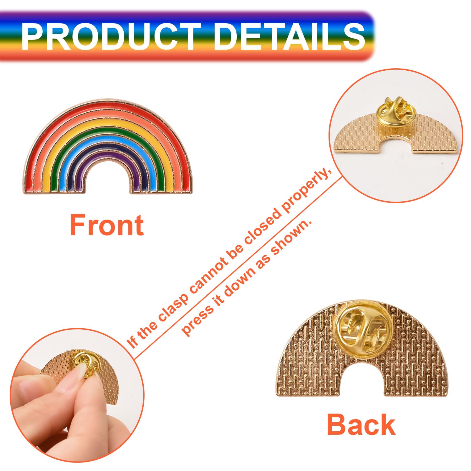 WANDIC Spille con nastro arcobaleno, spille smaltate LGBT Pride arcobaleno gay pride in metallo per abbigliamento zaino decorazione