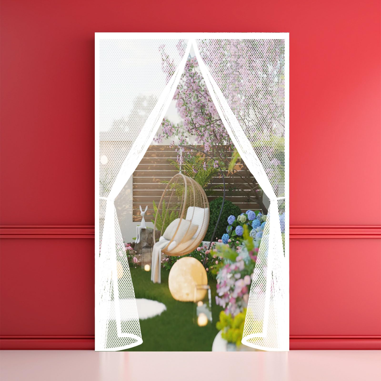 Guojun White Fly Screens Doors 185 X 290 Cm Powerful Magnets And Full Frame Magic Tape Fly Nets For Doors Easy To Install Without Drilling For Patio Bedroom Sliding Kitchen,