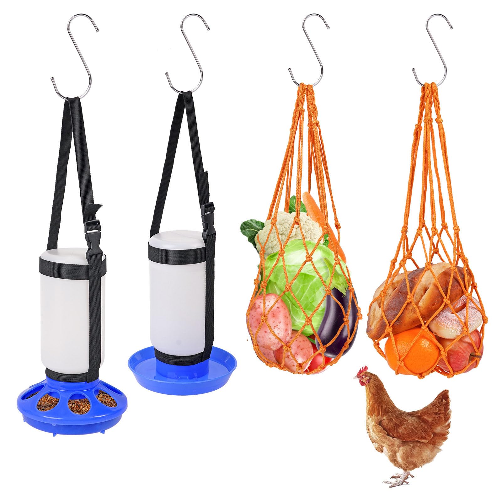 1. Mangiatoia Automatica per Polli con Design Resistente Scarichi per Igiene E Alimentazione Capacità Secchio di alimentazione Agricola