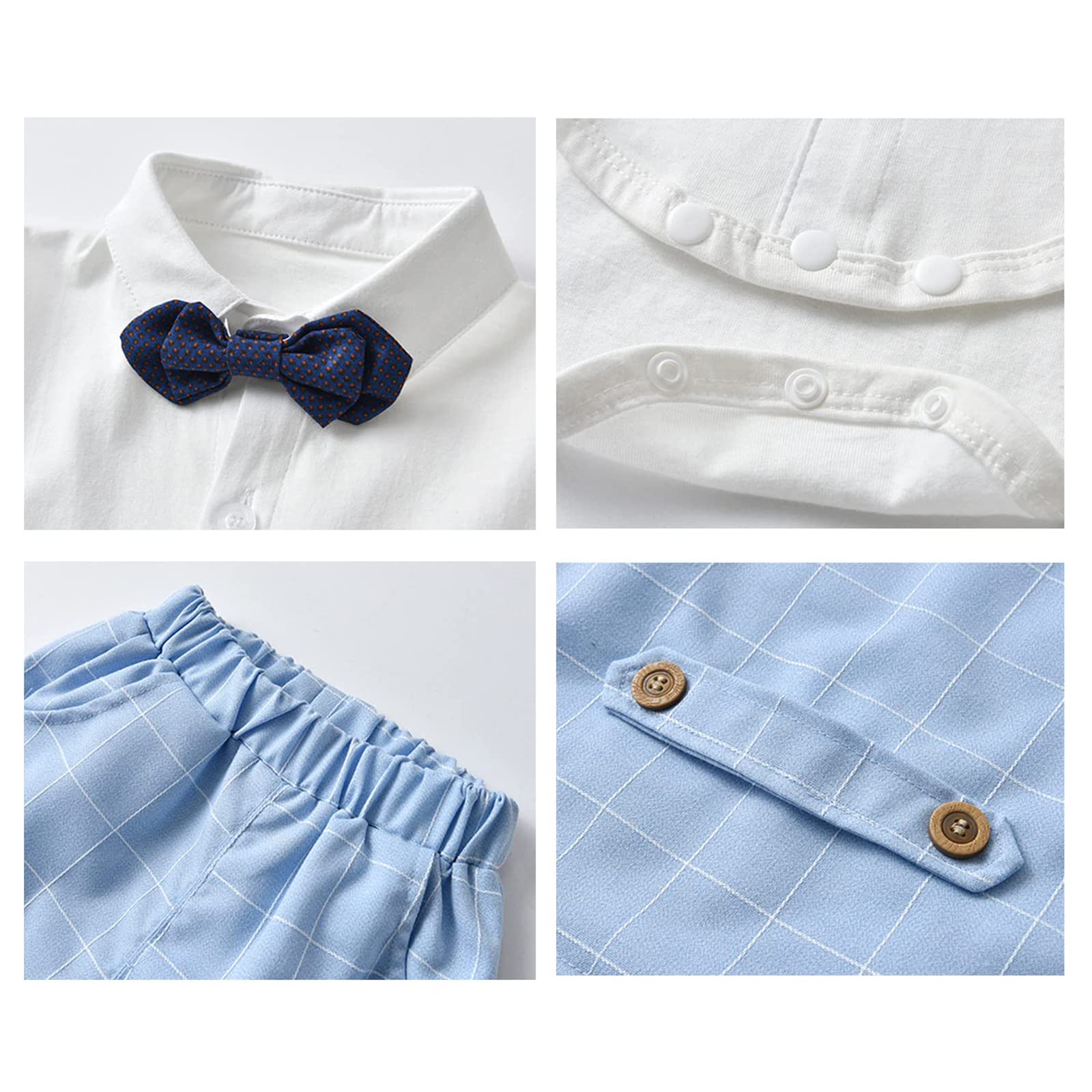 Volunboy Baby Boys Gentleman Suit, Toddler Formal Waistcoat Outfit Wedding Shirts + Vest +Bow Tie 4 PCS Set — view 5