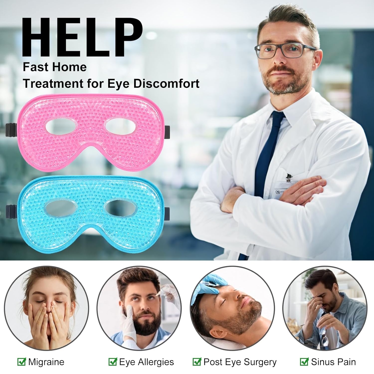 BeeVines Gel Eye Masks 4 Packs