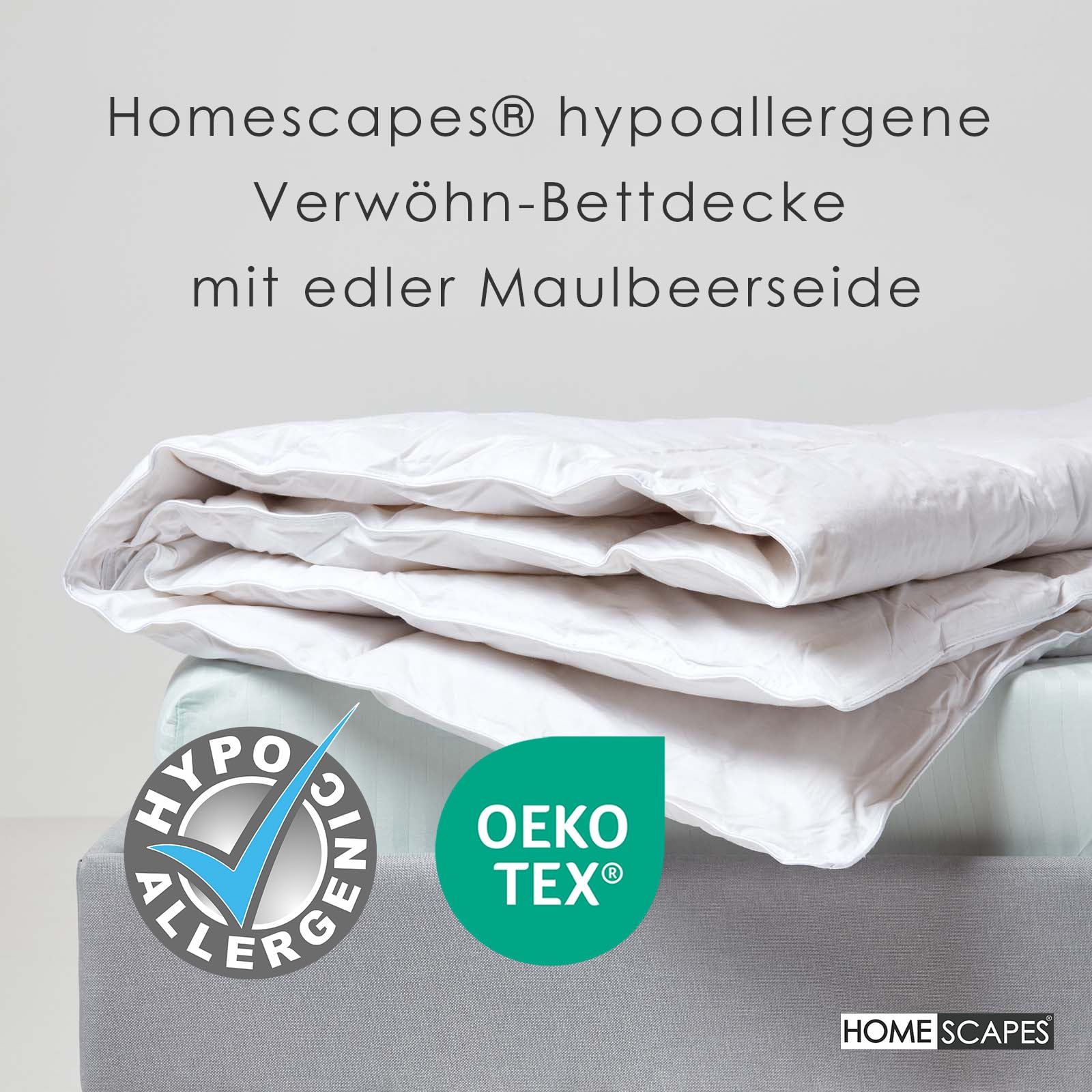 Homescapes Seidendecke 135x200 cm, warme Winter-Bettdecke Maulbeerseide mit 550 GSM Füllung aus Seide & Funktionsfaser, kuschelige Bettdecke mit Baumwollbezug, Wärmeklasse 4, Oeko-TEX Standard 100