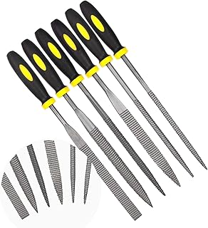 KALIM Needle File Set, 6Pcs Wood Rasp with Soft Rubberized Handle, Hardened Alloy Strength Steel Mini Needle File for Wood, Plastic and Other Soft Objects