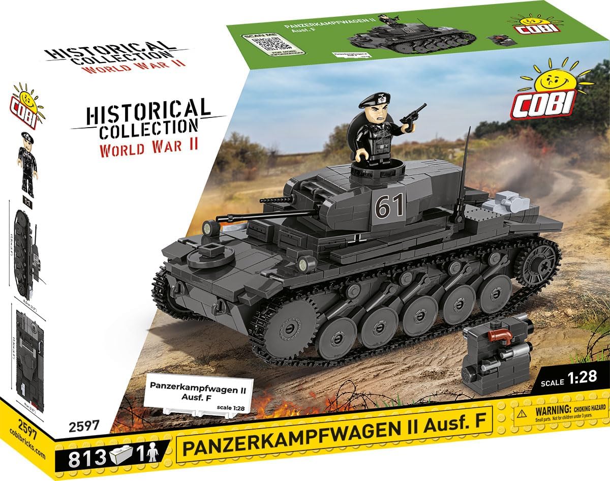 COBI Historical Collection WWII PANZERKAMPFWAGEN II Ausf. F Tank Building Set, 813 Pieces