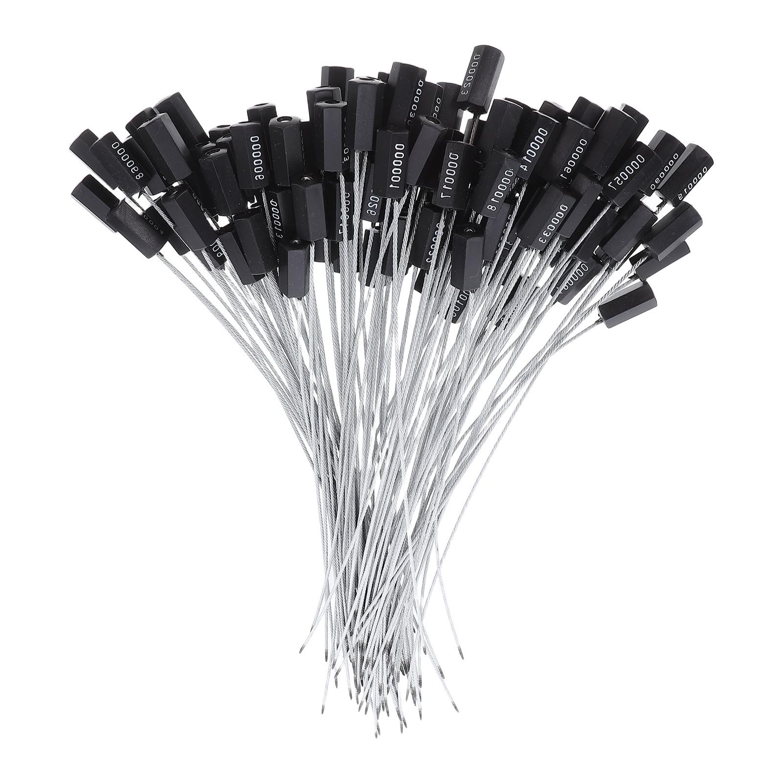 DOITOOL 100 Pezzi Sigilli Irreversibile di Sicurezza Cavi in Numerati e D'acciaio Filo Galvanizzato Nero Design Facile Installazione Rimorchi e Trasporto Marittimo