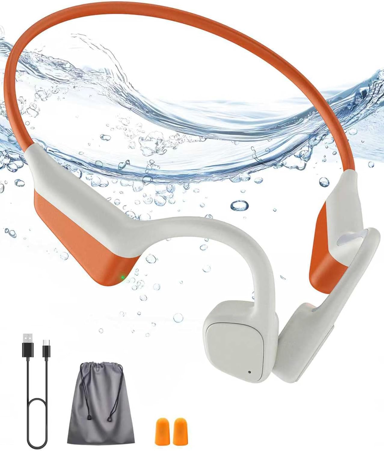 Open-Ear Bone Conduction Headphones, HiFi Dual Stereo Bluetooth Earbuds with Mic, Wireless Earphones Noise Cancelling, 18H Playtime, 27g Lightweight Comfort Headset for Running Cycling (Orange) - Image 8