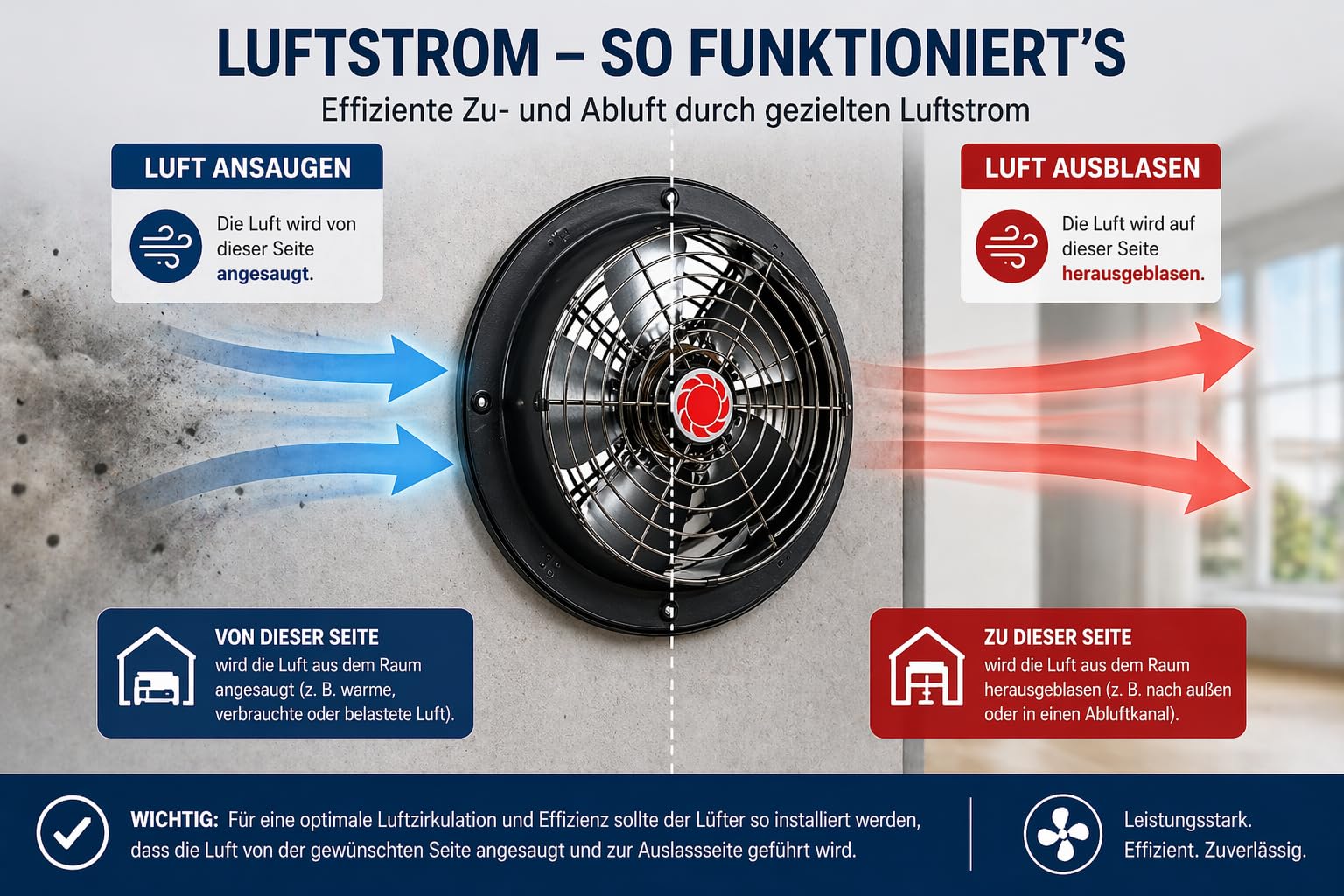 Uzman RAF300 Ventilatore assiale industriale RAF200 a RAF350 a scelta, 765 m³/h a 3700 m³/h a 3700 m³/h