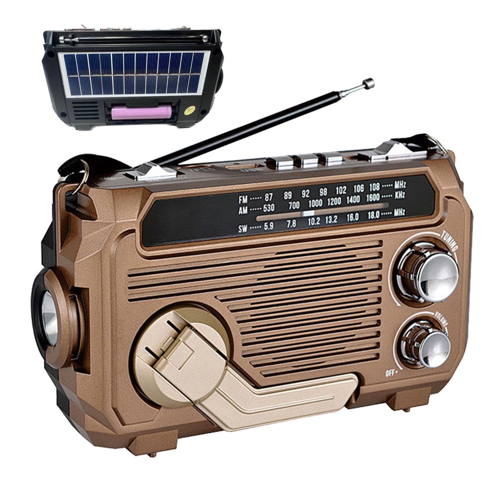 Radio Solaire Et à Manivelle - AM/FM/SW + Lampe Torche - Charge Par USB, Solaire Ou Manivelle - 1000mAh
