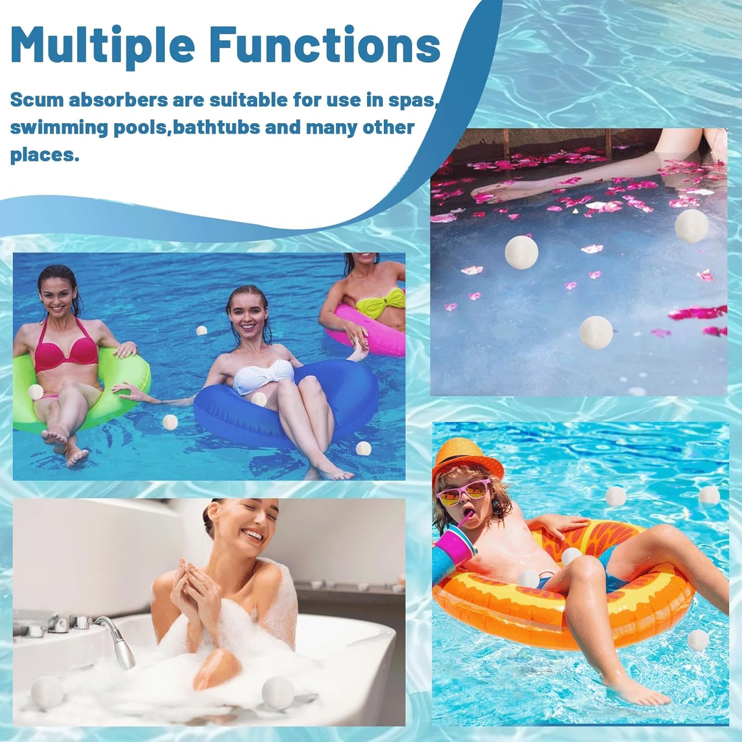 10 Piezas Esponjas de Escoria Absorbente de Aceite, Bolas de Filtro de Piscina de 7.5cm Reutilizable, Hot Tub Pool Scum Absorber, Bolas Depuradora Piscinas para Absorbente Espumas y Aceites