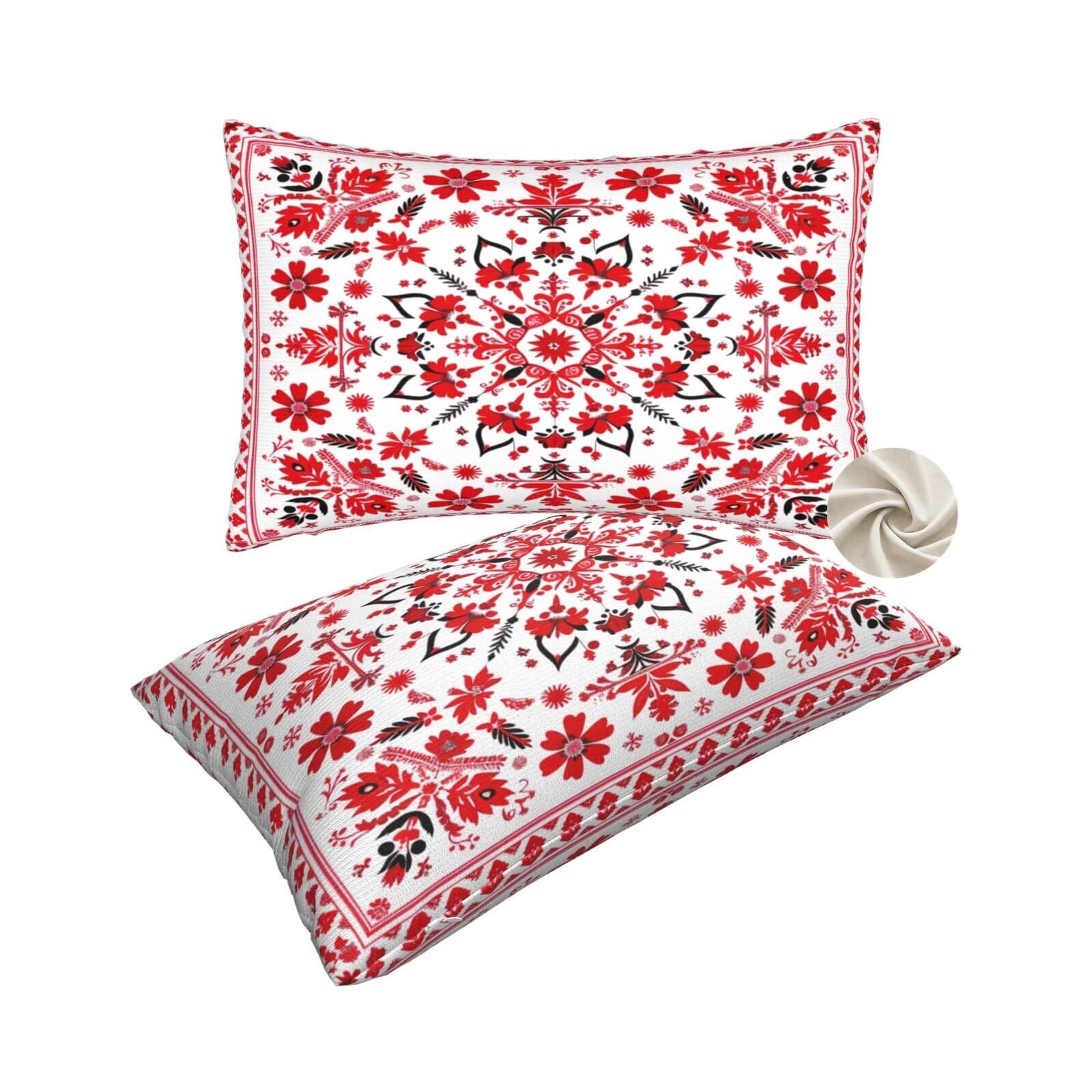 Housses de coussin 50x80 cm rouge (lot de 2) pour canapé de salon et lit