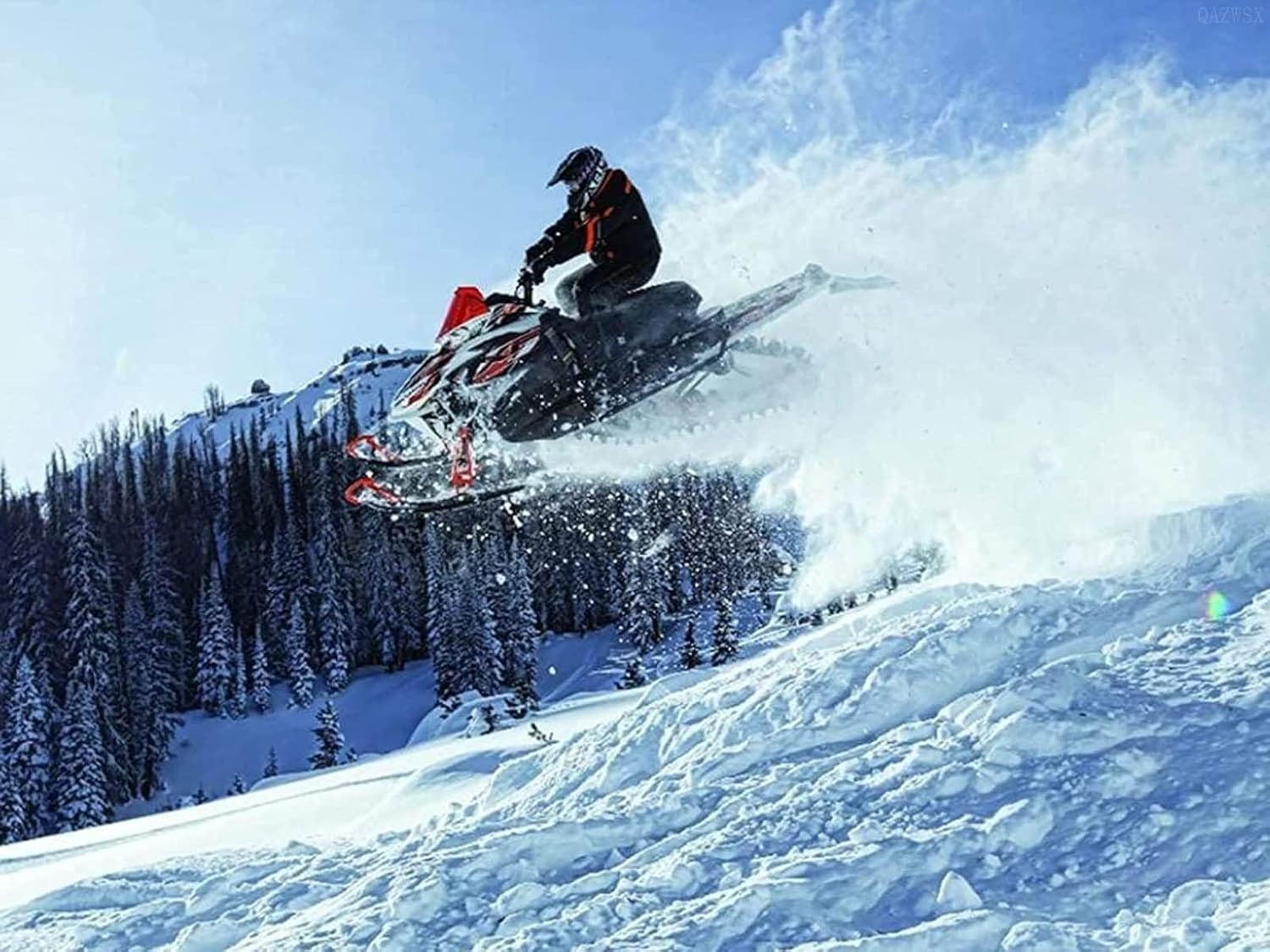 QAZWSX Diamond Painting Kits, 5D Diamond Painting Kits for Adults and Kids, Sled Extreme Sports Skiing Snowmobile, Full Drill Round Diamond Art for Home Wall Decor-12X16inch