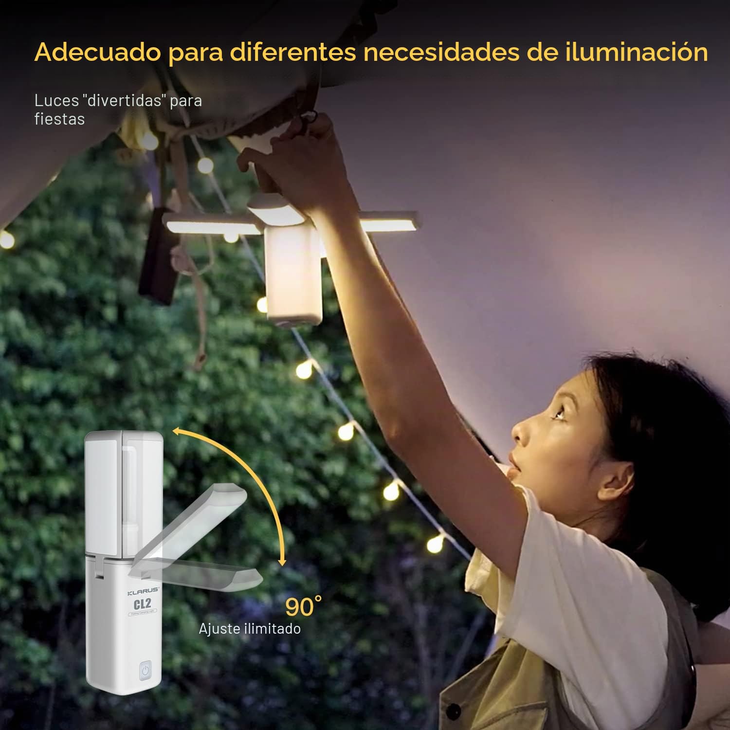 KLARUS CL2 Linterna Camping, 10000 mAh recargable Lampara Camping Plegable, 750 Lúmenes, con 7 modos de luz, IPX5 Resistente al Agua, para Tienda de Campaña, Pesca, Senderismo, Emergencia