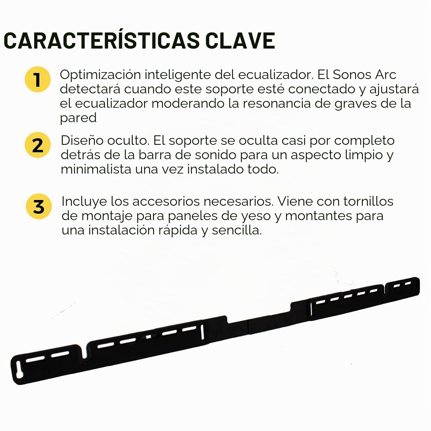 HumanCentric Soporte de Pared Compatible con Barra de Sonido Sonos ARC (Negro), Soporte de Montaje de Estilo Flotante Compatible con Sonos ARC Wall Mount, Soporte de Barra de Sonido para Soporte de