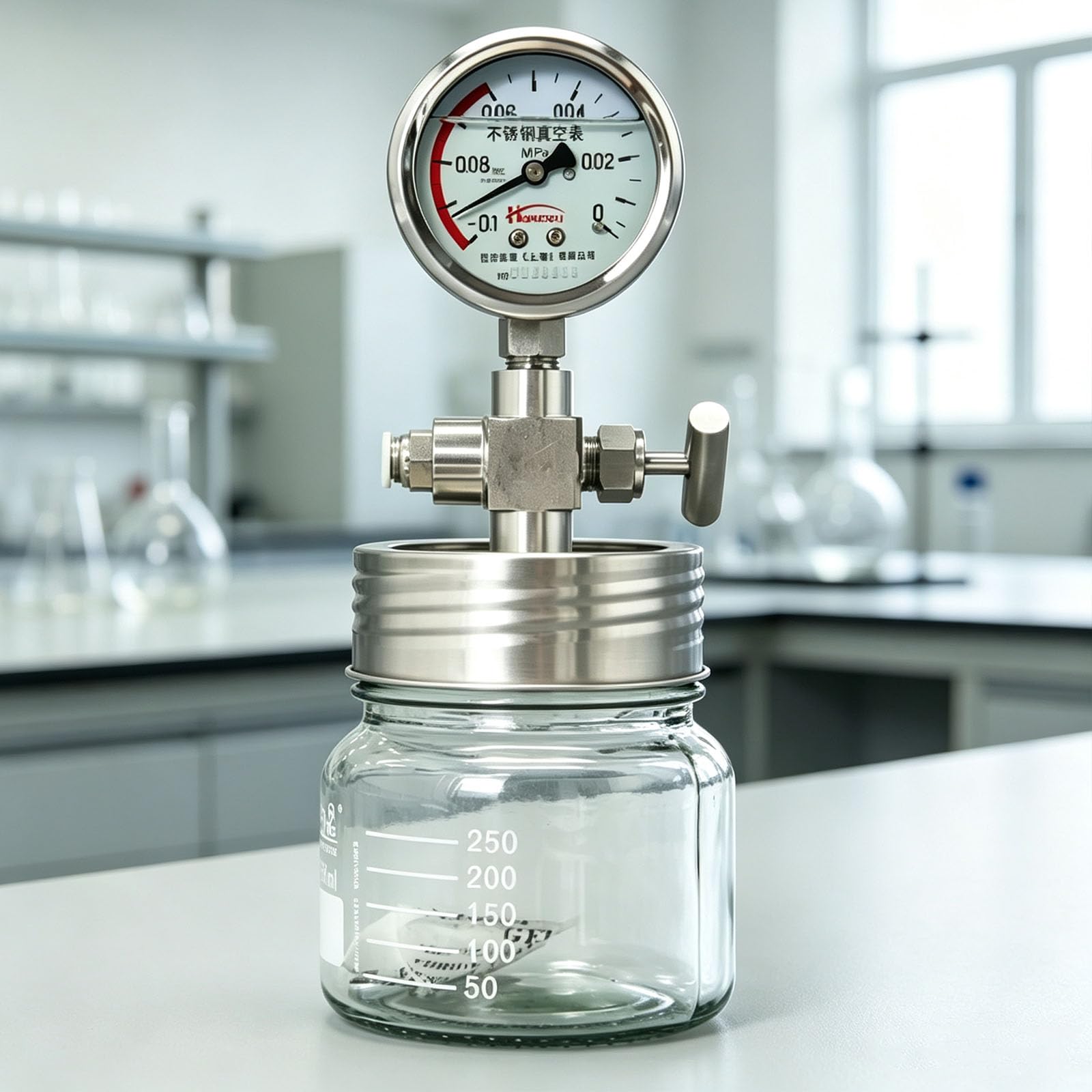 Cámara De Vacío De Vidrio, Cámara De Desgasificación Al Vacío Con Manómetro, Material De Vidrio, Fácil Manejo, Para La Conservación De Muestras De Laboratorio Y Almacenamiento De Especímenes.