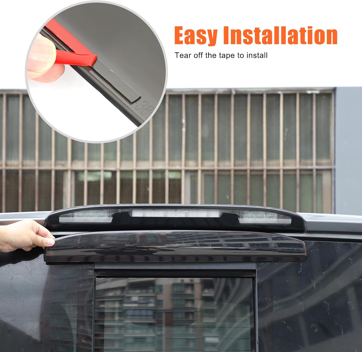 Car Rear Brake Light Cover Trim Compatible with Nissan Titan 2016-2024，Rear High Mounted Third Brake Light Third Brake Light Protection Cover Decorative Accessories