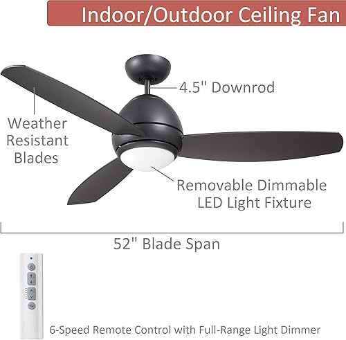 Miniatura 2 de Luminance Kathy Ireland Home Curva - Ventilador de techo LED para exteriores con kit de luz, accesorio moderno con control remoto de 6 velocidades,