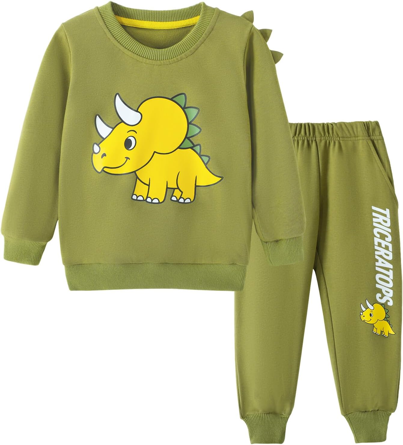 HILEELANG Toddler Boys Winter Clothes Set, 2-Piece Sweatshirt & Pants Long Sleeve Cotton Outfit for Fall Winter 2-7T