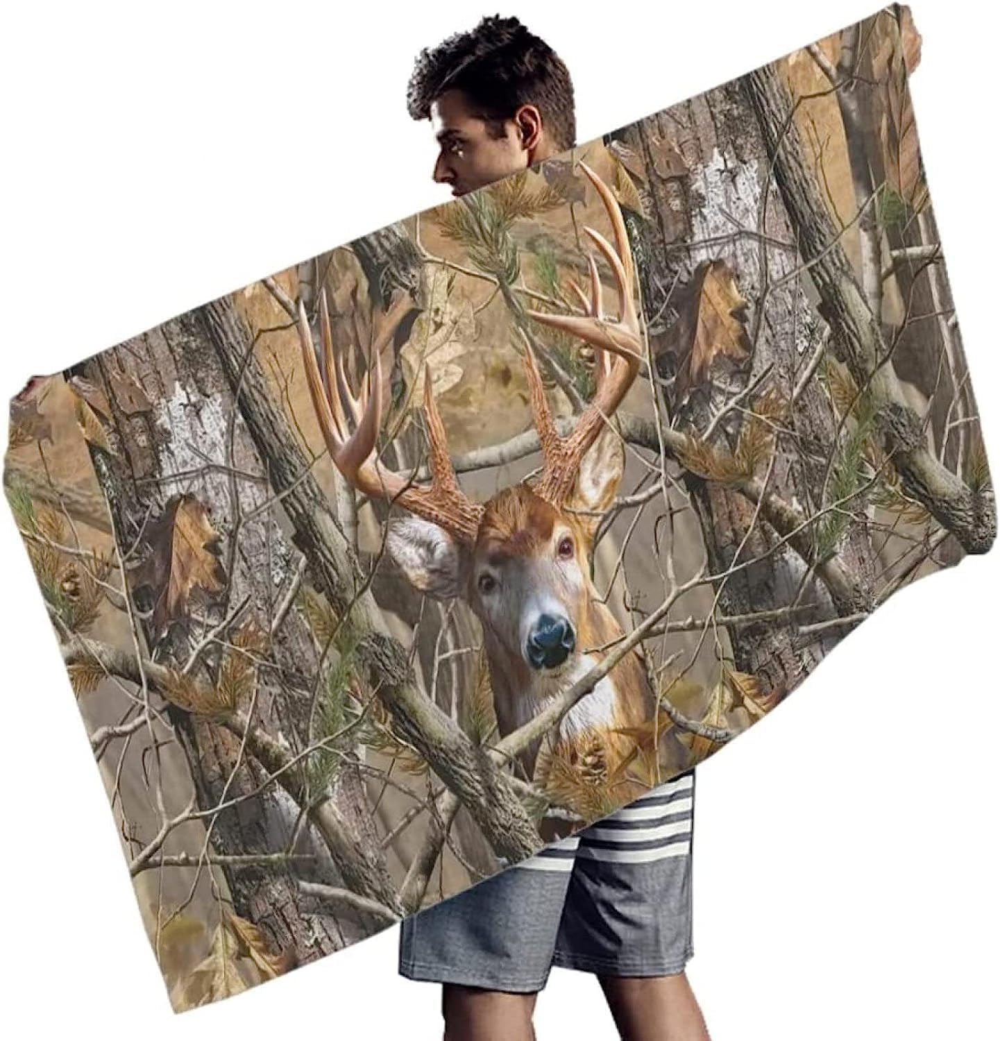 Mikrofaser Strandtuch 3D Drucken Waldtier Elch Extra Großes Mikrofaser Strandtuch Für Erwachsene, Sandfreies Schnelltrocknend Leichtes Handtuch Für Strand Schwimmen 150 X 200 cm -4N7Q/R6L