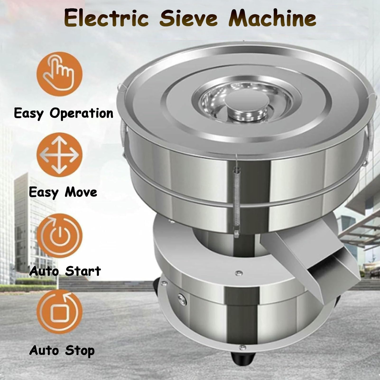 Tamiz vibratorio de Malla 60/100, tamiz eléctrico para harina, Capacidad de procesamiento de 3 a 5 kg/h, tamiz eléctrico de Acero Inoxidable, agitador automático de tamices. 15cm