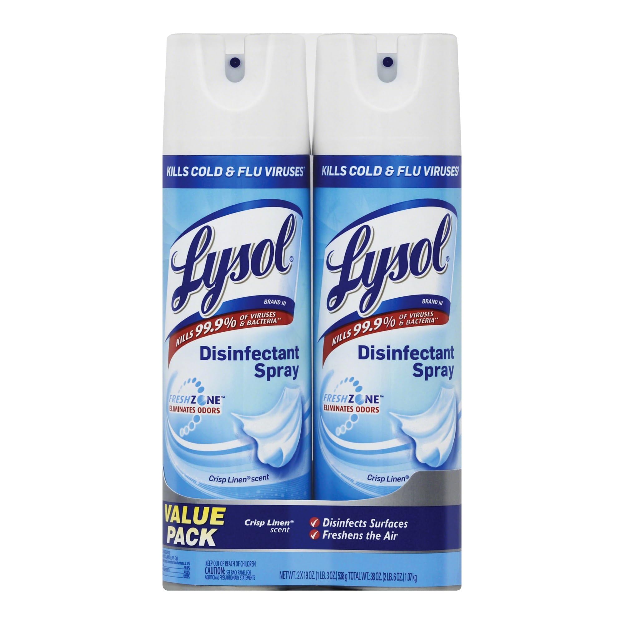 Lysol Disinfectant Spray Crisp Linen 38oz 2X19oz