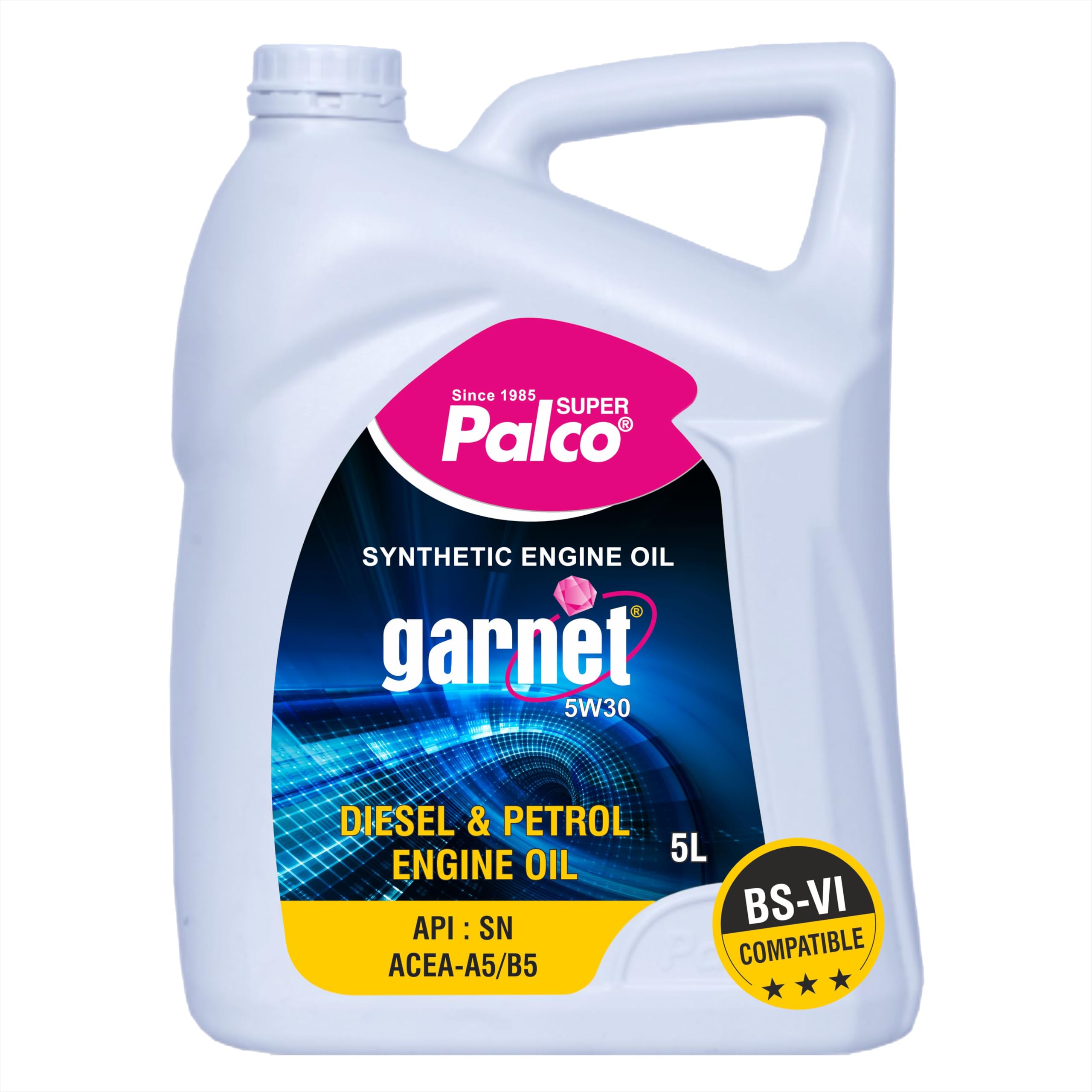 Palco GARNET 5W30- API SN, Fully Synthetic Engine Oil For Petrol,Diesel & CNG Cars, Compatible with BS-VI also- (5L)