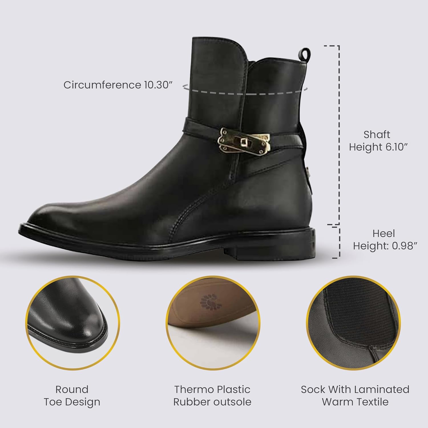 JATAREA Women’s Ankle Boots – Stylish Leather Block Heel Booties, Comfortable Fit with Cushioned Insole, Easy to Wear Fashion Boots for Everyday and Party Look - Image 6