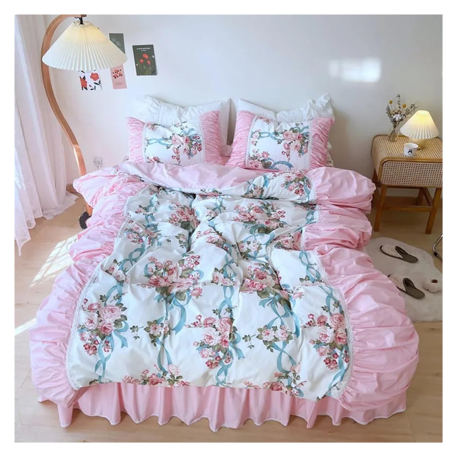 Housse de couette blanche florale en pur coton de qualité - 8
