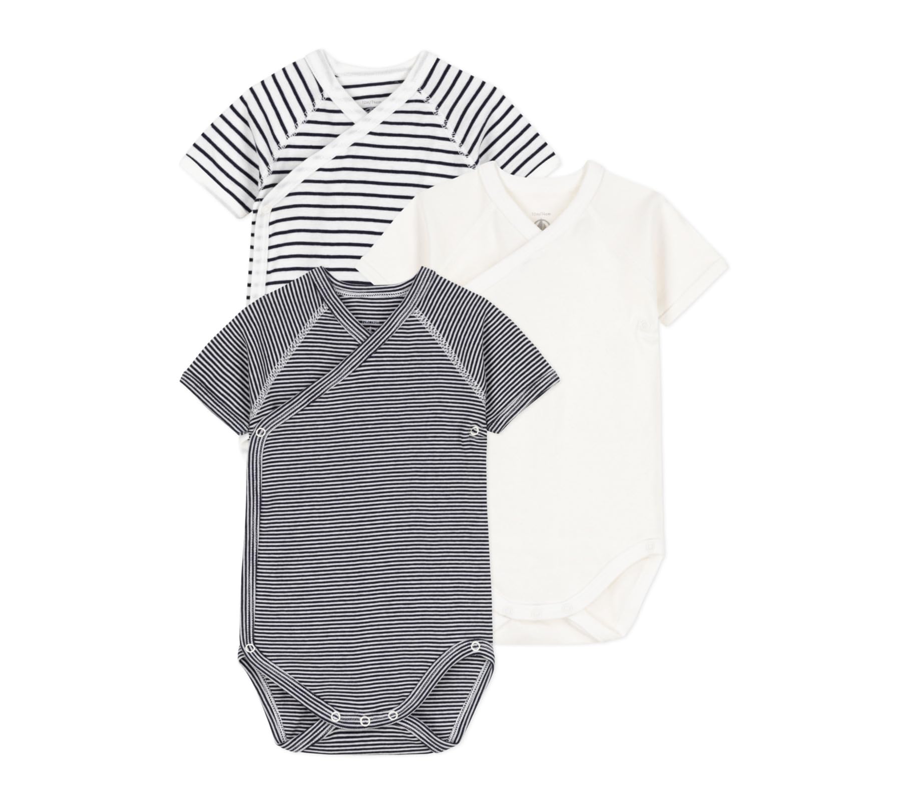 Petit Bateau Unisex Baby A097h Kurzarm-Body für Neugeborene (3er Pack)