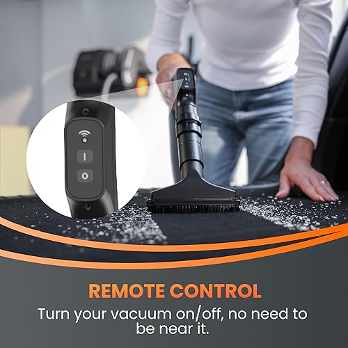 Miniatura 4 de Giraffe Tools Grandstorm Retractable Vacuum with 30 FT Hose Anti-Kink, Wall-Mounted Vacuum Cleaner with 6 Nozzles for Garage Detailing Remote