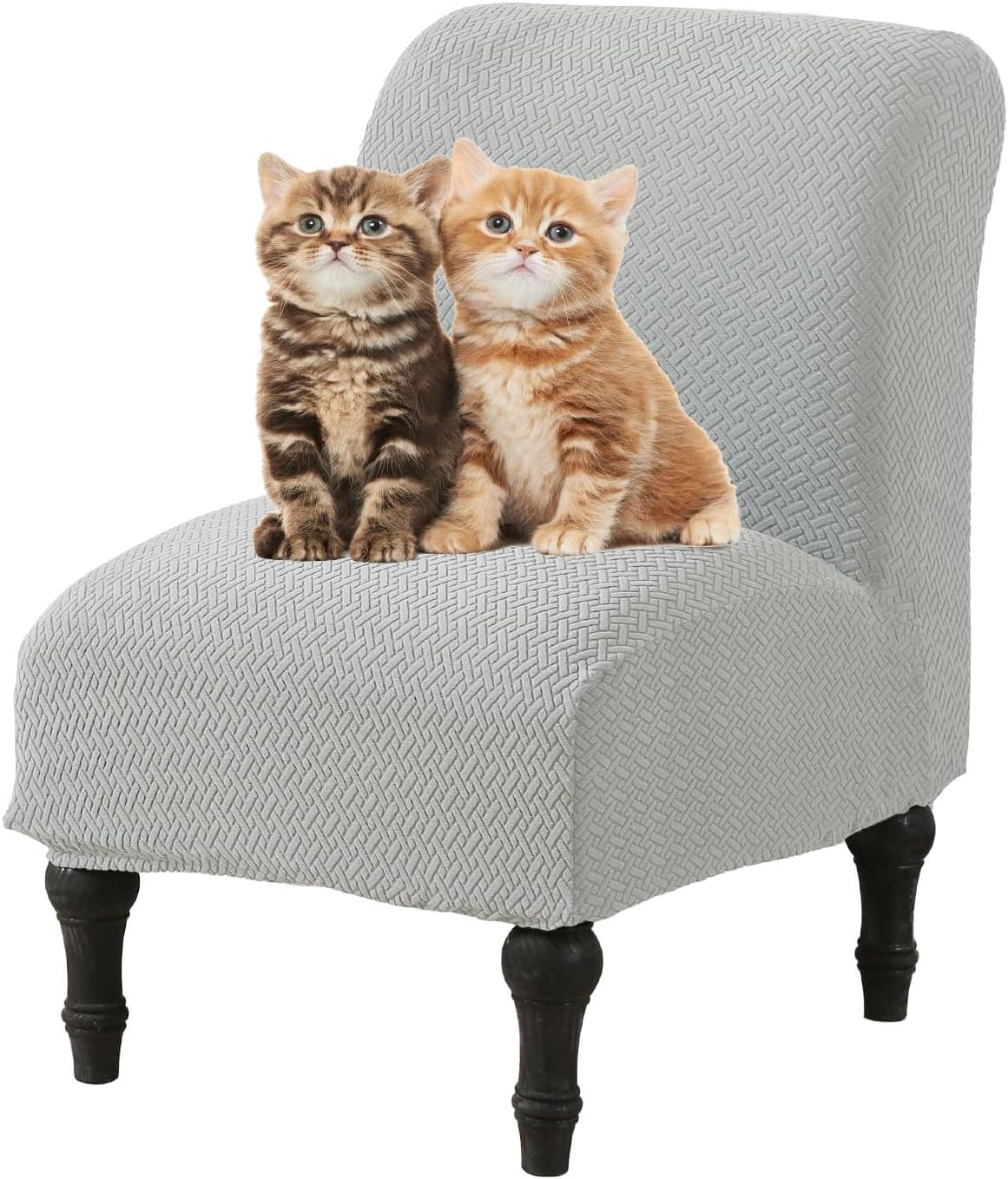 Armless Accent Chair Cover, Spandex Stretch Armless Chair Slipcover - Furniture Protector Cover for Living Room and Bedroom - Slipper Chair Slipcover (Knitted, LightGray)