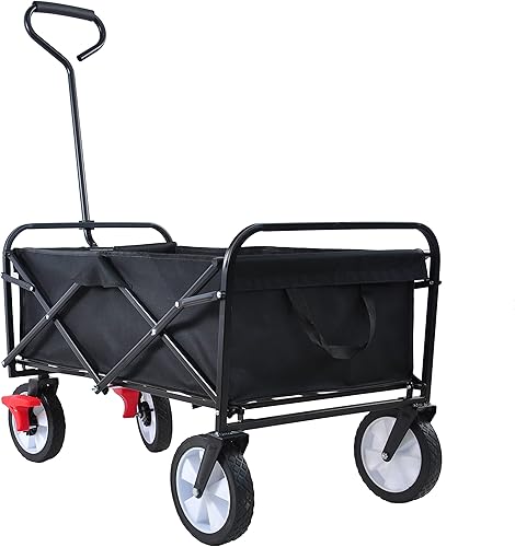 Miniatura 2 de Amebee - Carro plegable portátil de gran capacidad para patio, plegable, resistente, con ruedas de 8 pulgadas, carrito de jardín al aire libre,