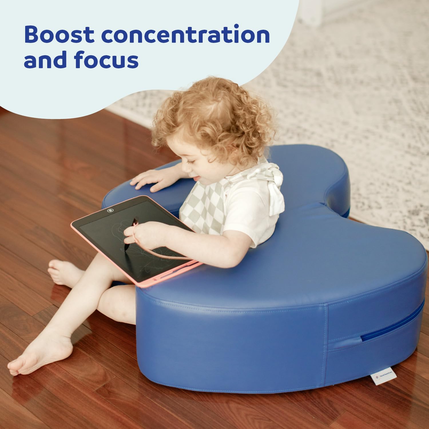 Fun and Function SensaSoft Squeezie Seat - Flexible Seating for Kids - Sensory Chair - Squeeze Chair for Kids - Medium - Blue