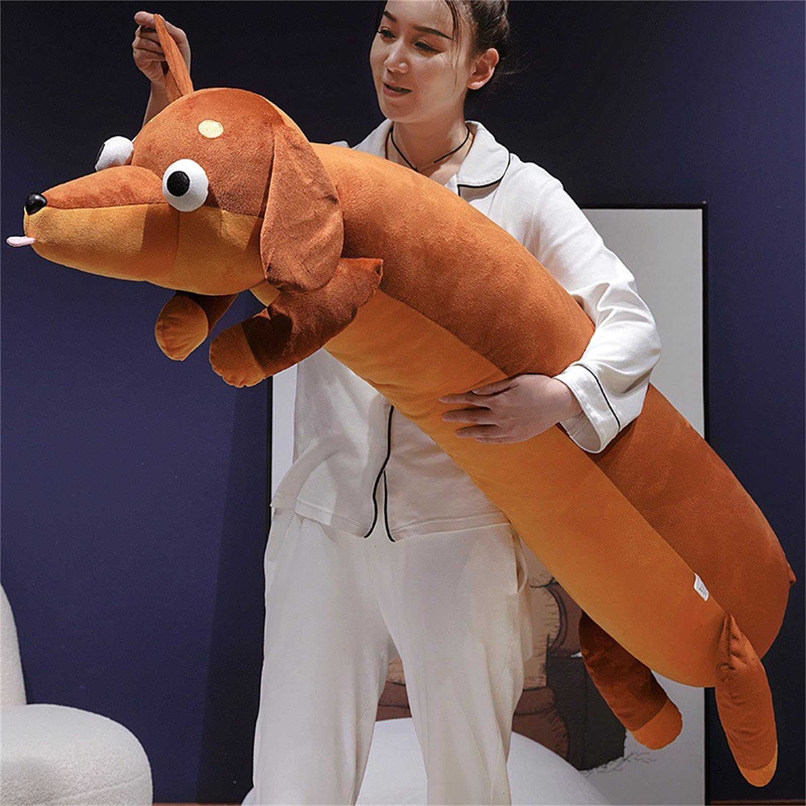 Dackel Kuscheltier, Lang Dackel Hund Kuscheltier XXL Kissen, Gewichtskuscheltier, PlüSch-Hundekissen Weich PlüSchkissen, Geburtstag Deko Geschenk FüR Kinder Baby (100cm,shenzong)