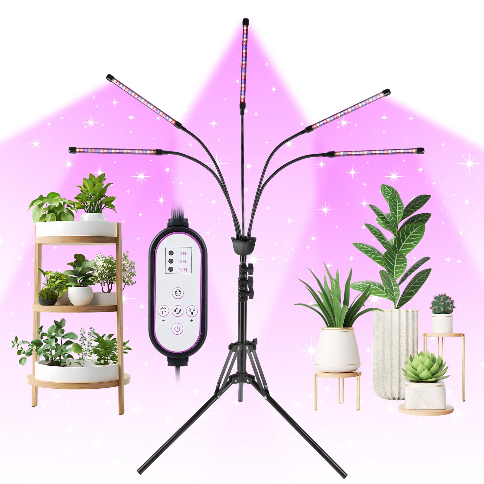 Grow Lights for Indoor Plants,5 Heads Red Blue White Full Spectrum Plant Light with 15-60…