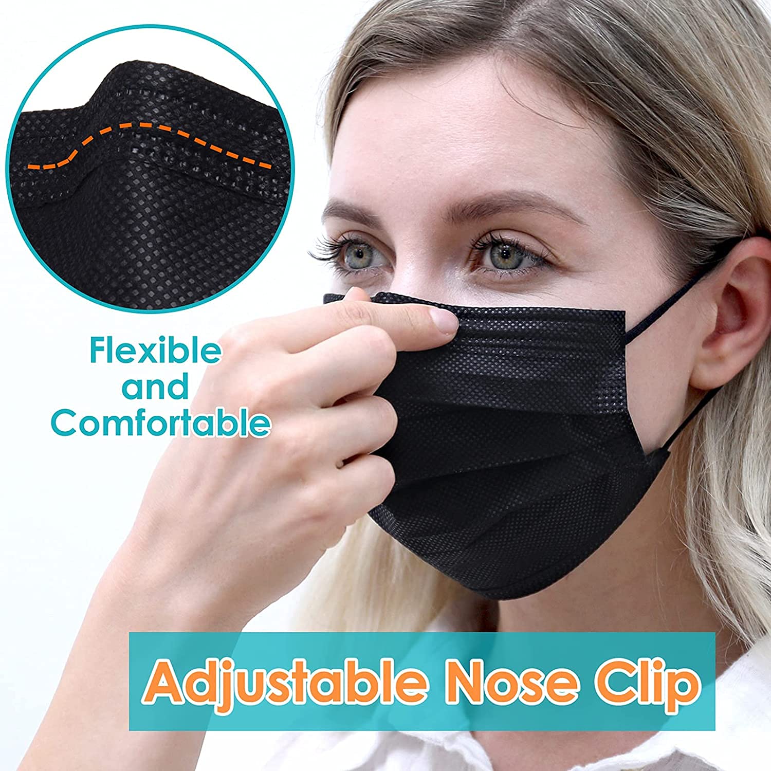 Black Face Masks 50 Pack Disposable Face Mask Disposable Masks Black