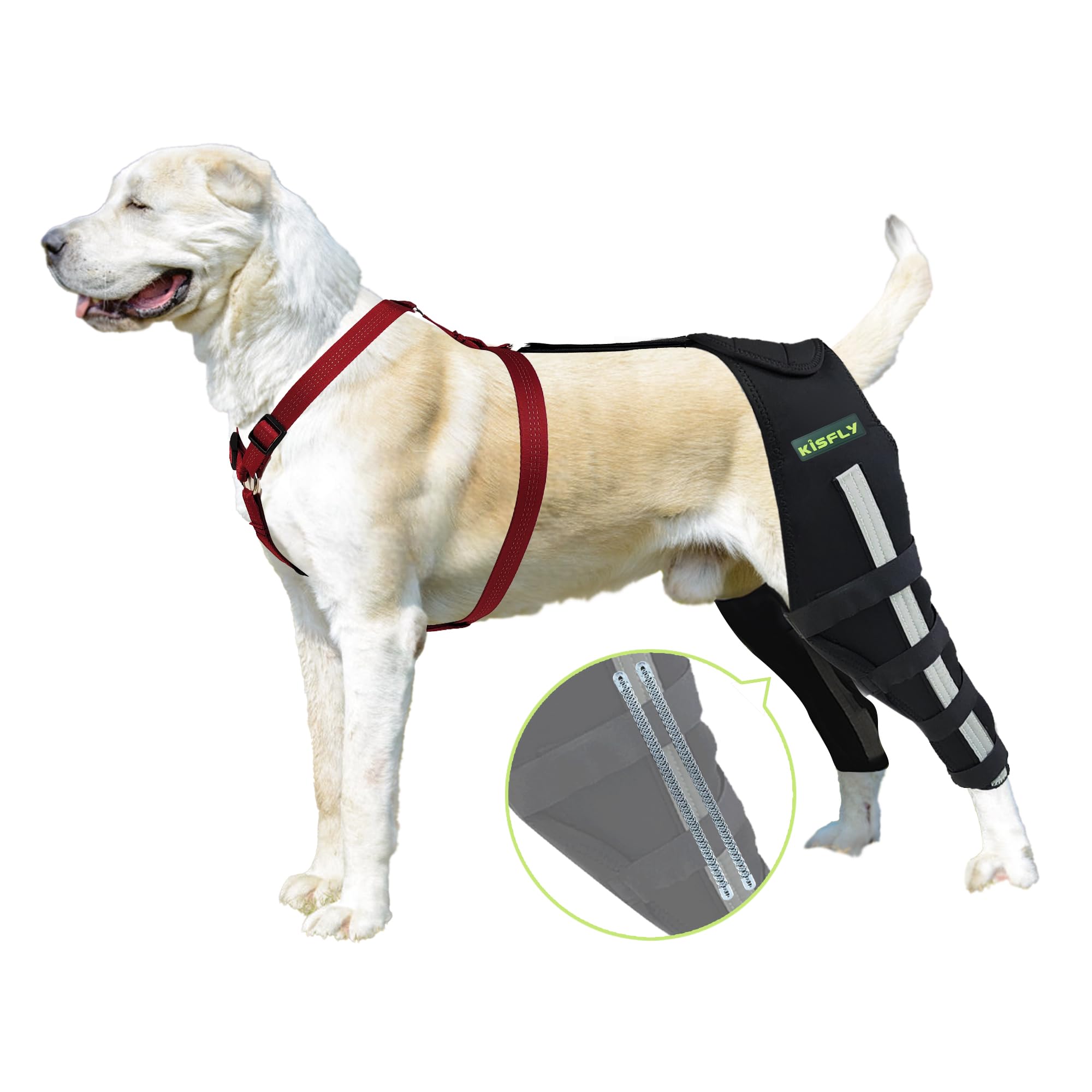 KISFLY Dog Knee Braces for Back Leg Luxating Patella Dysplasia Muscle Sore Dog ACL Brace Hind Leg with Reflective Support Strip Both Legs XL