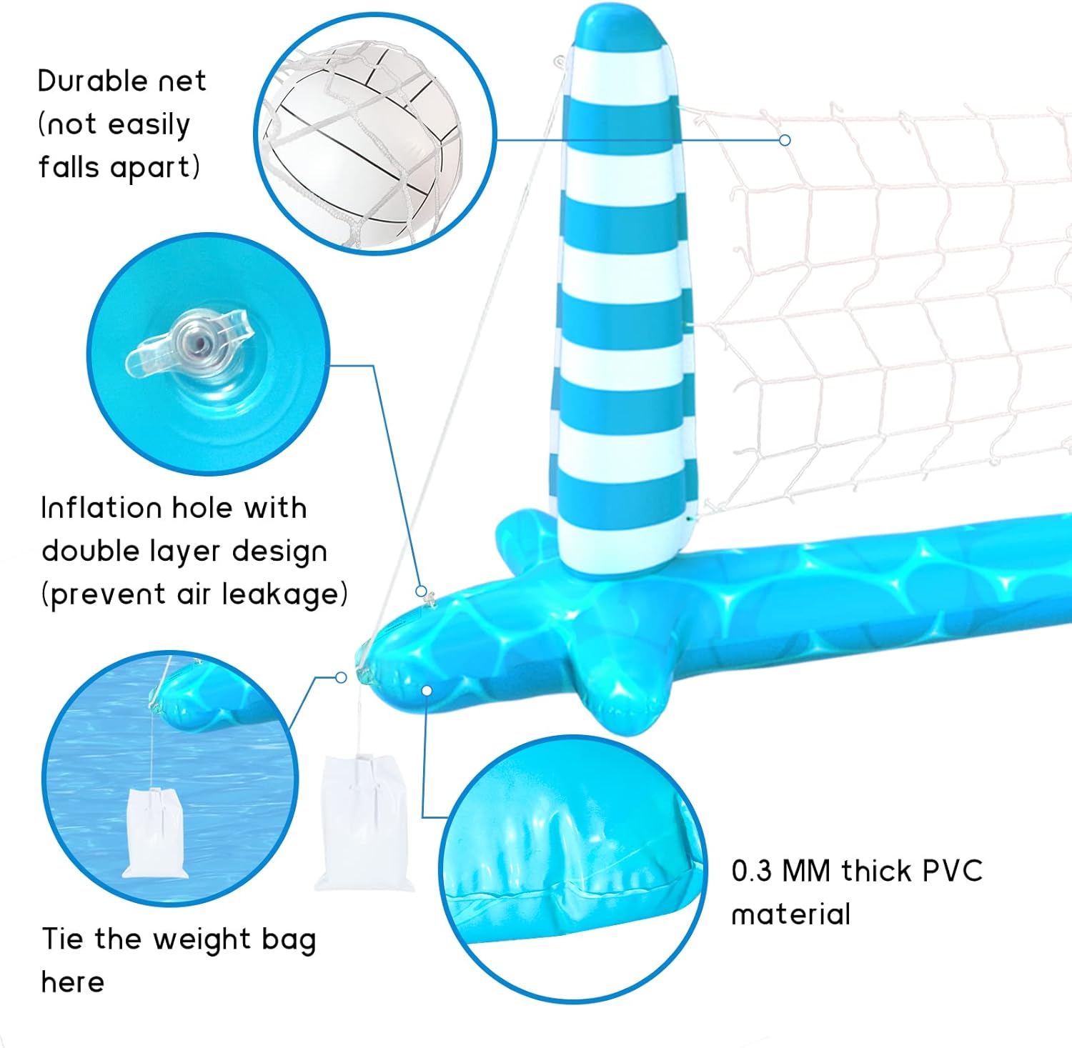 MITCIEN Inflatable Pool Volleyball Net Basketball Hoop Swimming Pool Toys Set for Adults Kids, Include 2 Balls, Large 115" Volleyball Net for Pool, Summer Outdoor Pool Float Water Game Toys : Toys & Games