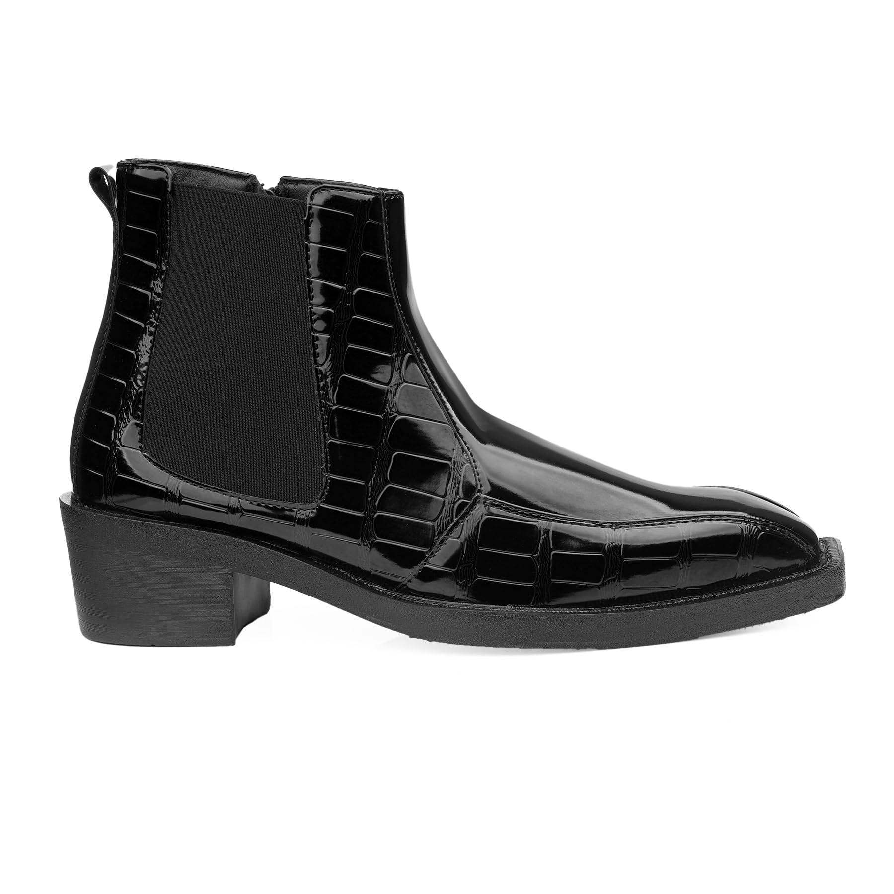 bxxy Men's 5.08 Cm Block Heel Height Increasing Faux Leather Material, Stylish Casual Formal Slip-On Chelsea Boot-picture-30