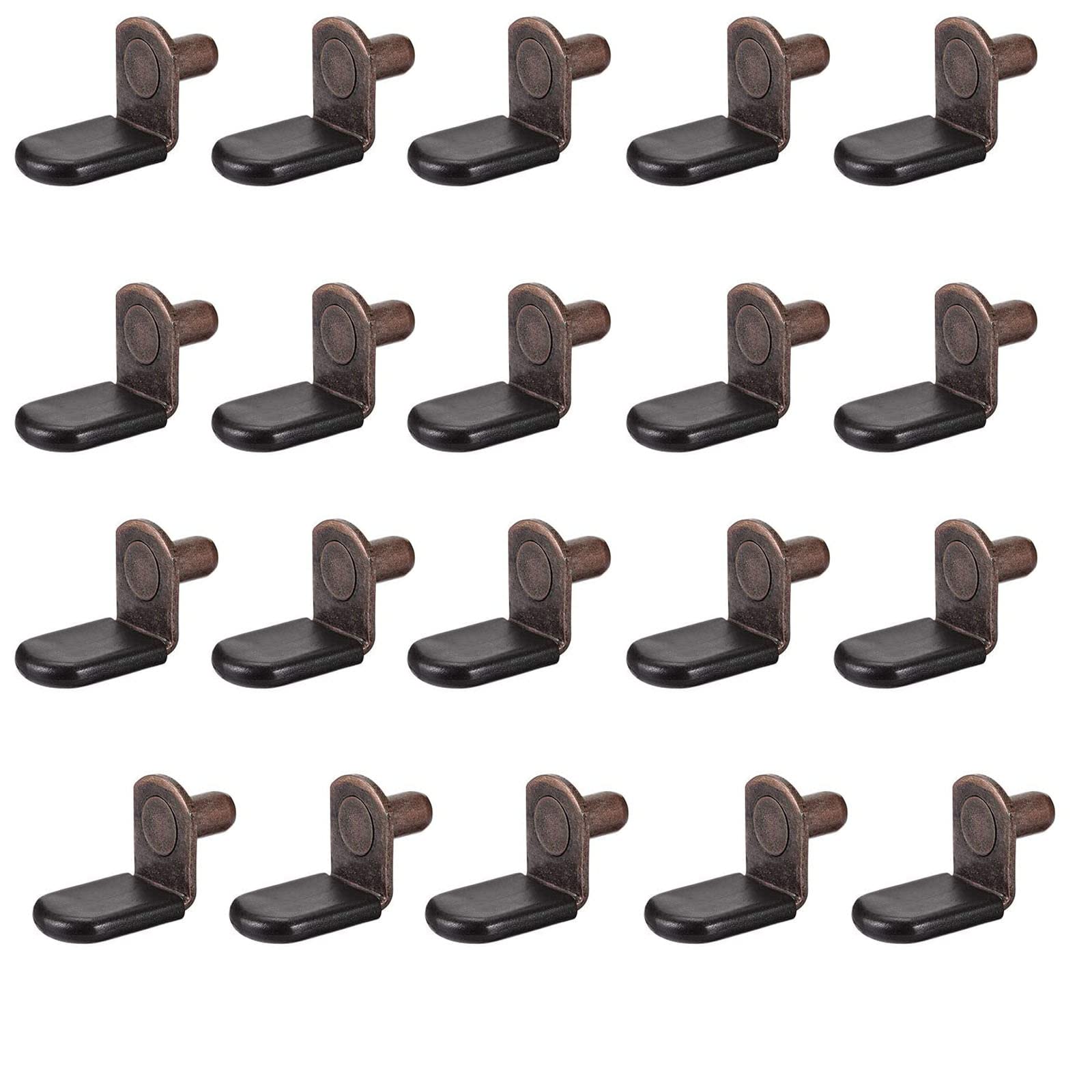 Ta-Vigor Red Patina Shelf Support Pegs L Shaped 6Mm, 20Pcs Metal Support Bracket Pegs With Hole For Cabinet Wardrobe Furniture Closet Shelf With Rubber Sleeve