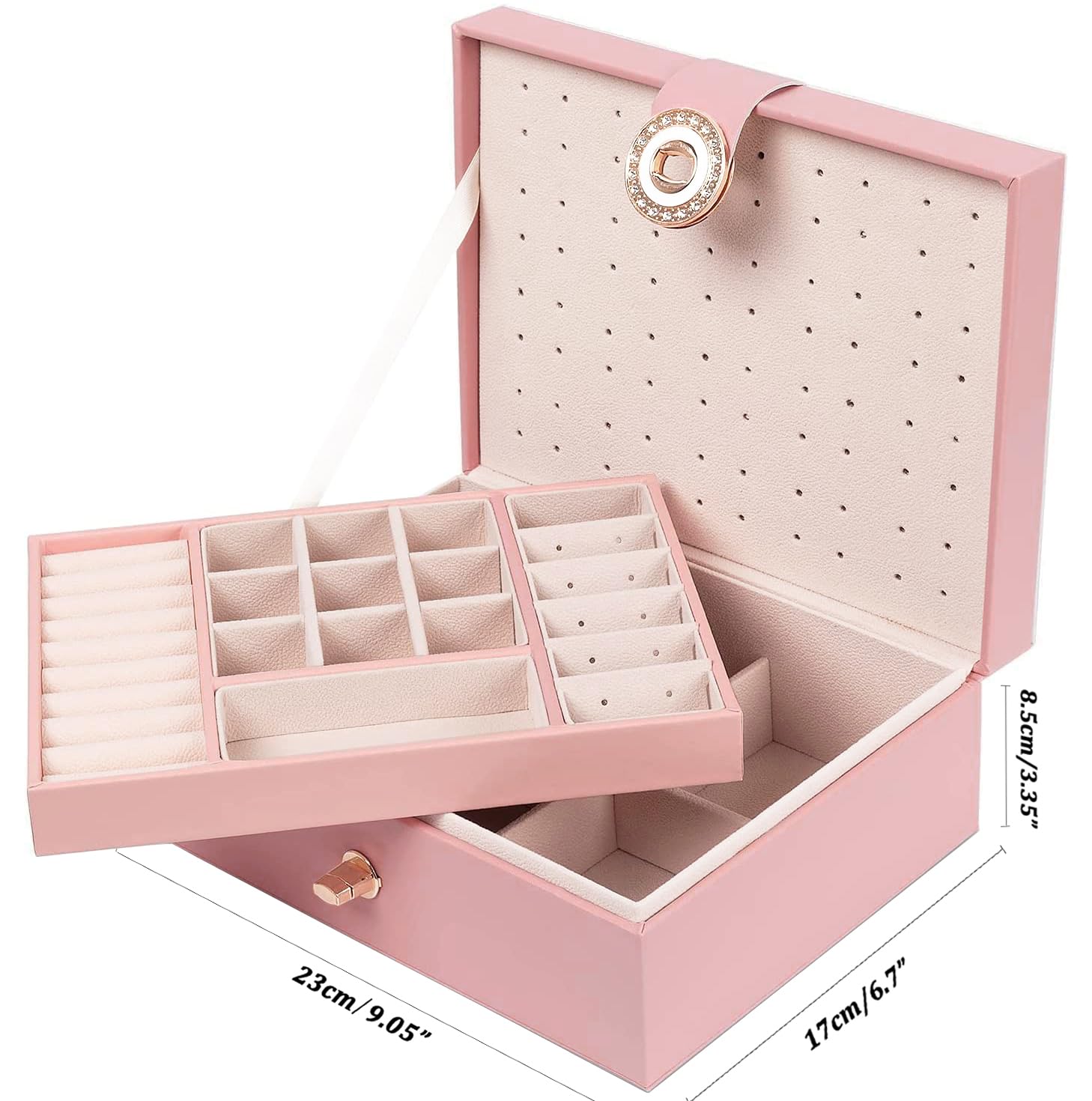 Girls Jewelry Box Earring Holder Organizer for Girls Earring Organizer Teen Jewelry Box Organizer for Girl Pink jewelry Boxes for Earrings Necklaces Rings Stud Earrings Box Organizers Teens